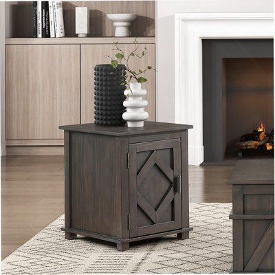 Table de chevet traditionnelle rustique avec tablette de rangement réglable au fini brun