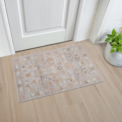 Tapis oriental gris traditionnel en polyester Helen