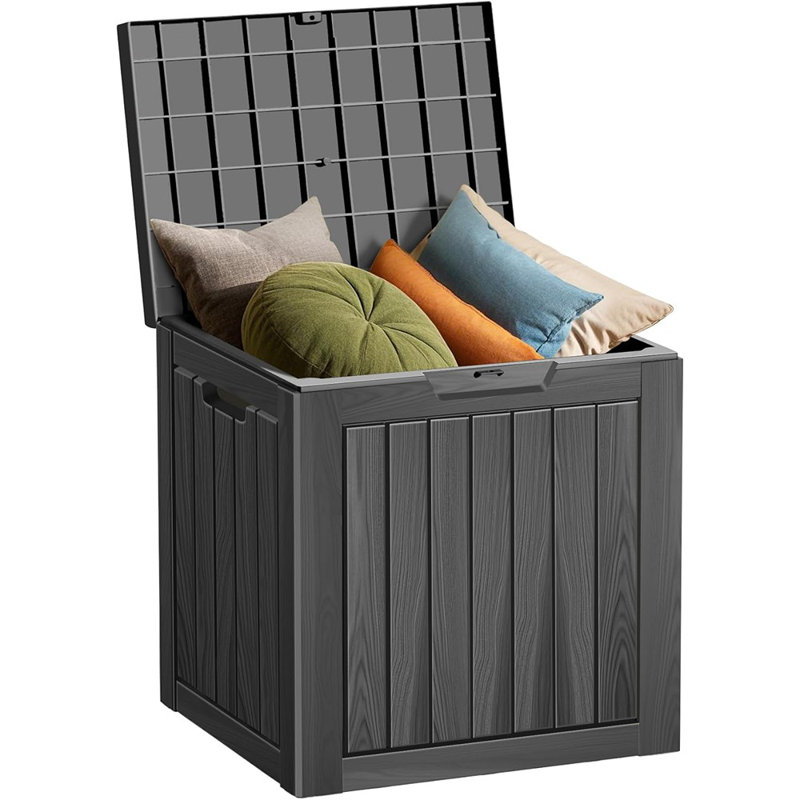 35-Gallon Resin Deck Box – Waterproof Outdoor Storage For Patio, Pool, And Garden, Lockable, UV-Resistant, Black