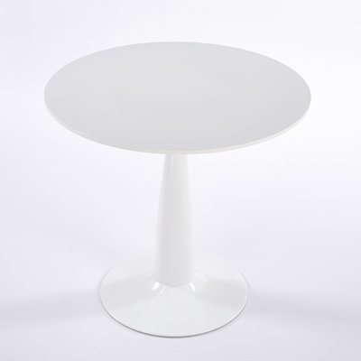 Mid-Century Modern Pedestal Table for Dining or Coffee Use, Seats 4-6, White MDF Top, Multi-Functional for Living Room Kitchen Office.