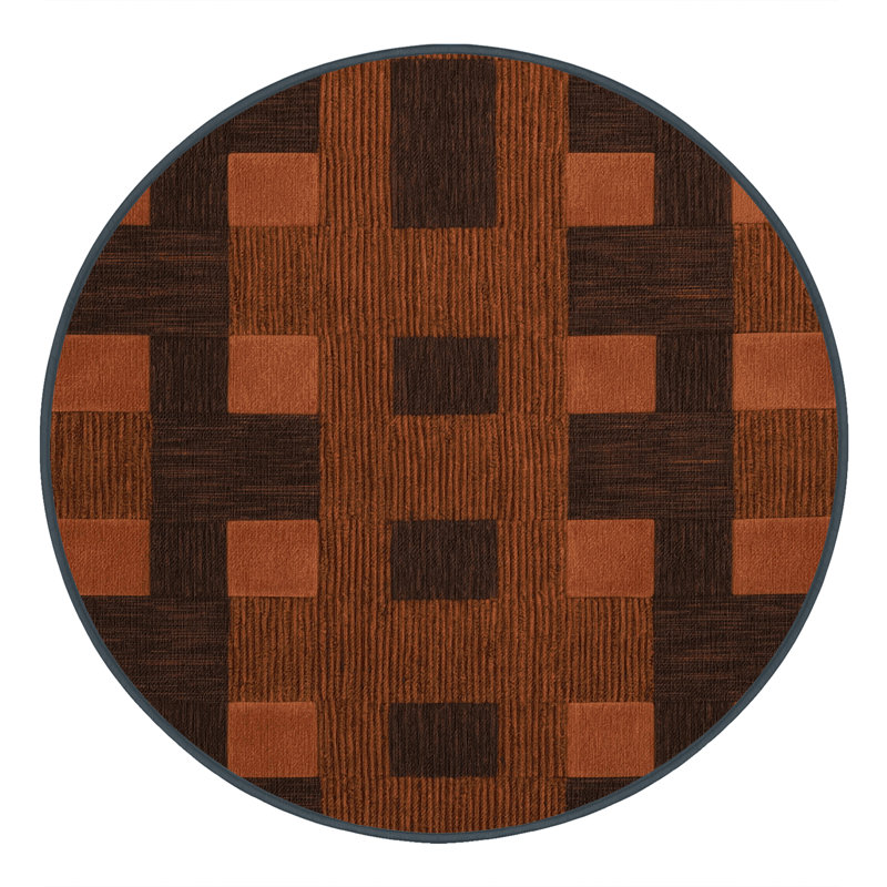 Machine Washable Checkered Black Area Rug, Round 3'