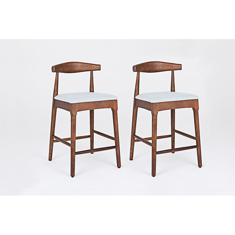 Ensemble de 2 tabourets de comptoir rembourrés, Noyer, Noyer