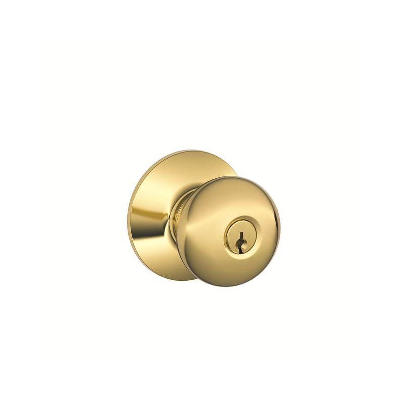 F Series Plymouth Keyed Entry Door Lever, Bright Brass, Right Hand
