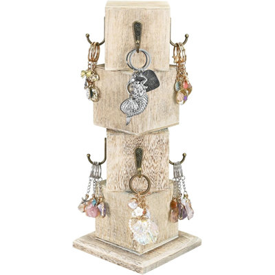 Rustic Farmhouse Display Rack with 8 hooks for Jewelry, Keychains