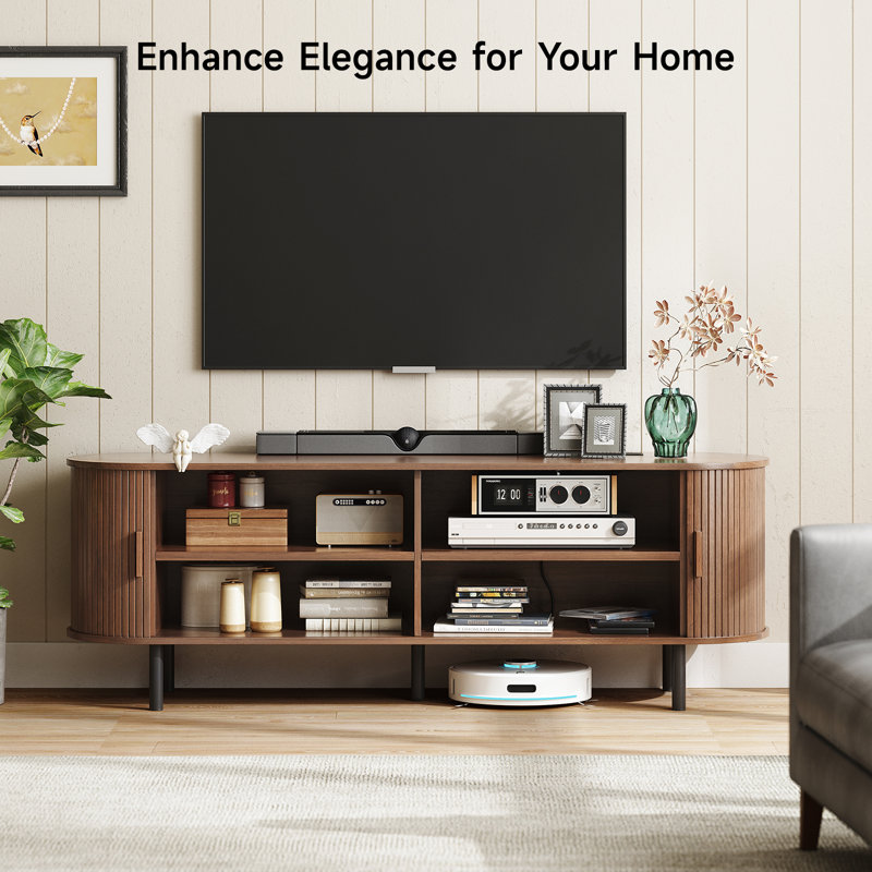 Jalonda Modern Wood TV Stand with Storage and Shelves to Fit up to 80" TVs