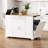 Fluted Kitchen Island With Trash Can Storage Cabinet, Power Outlet, Internal Storage Rack, Rolling Kitchen Islands On 5 Wheels With 3 Drawer, 3 Open Side Racks For 10 Gallon Garbage Bin-275729412