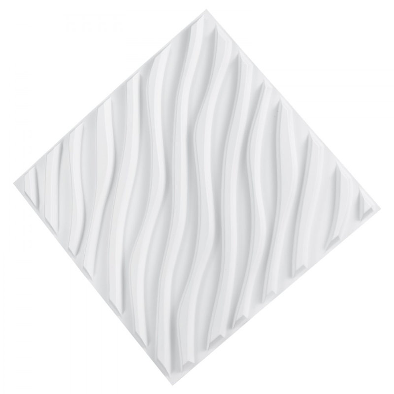 Panneaux muraux 3D 3D 19,7 x 19,7 pouces PVC 32 pieds carrés couverture vague mat blanc
