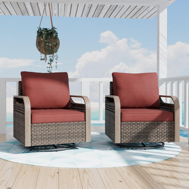  Fauteuil club oscillant et pivotant avec coussins Teag, Rouge