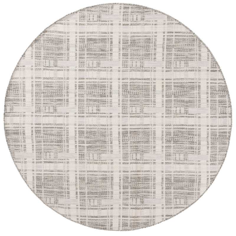 Chanity Performance Plaid Rug, Round 6'7"