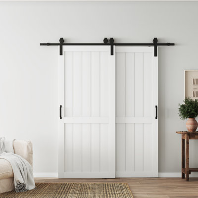 Bypass Barn Doors - Modern Design MDF Bypass Barn Door Sliding Closet Door With Hardware Kit,2 Panels