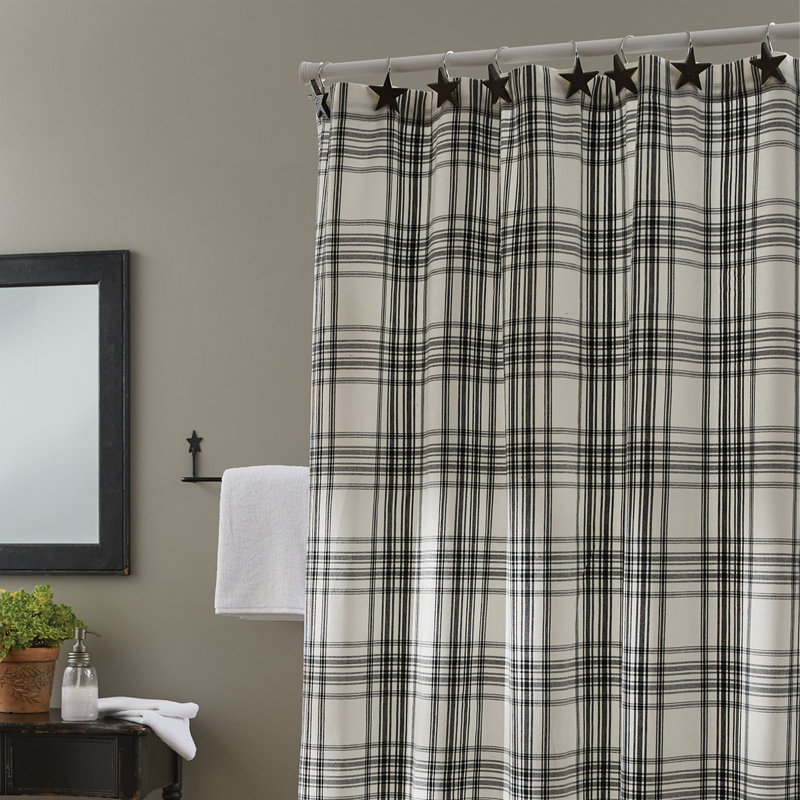 Black and White Plaid Cotton Shower Curtain 72x72
