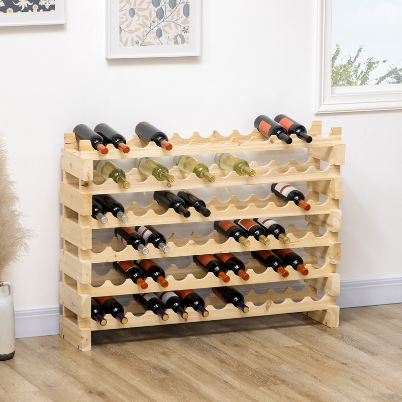 Support à vin empilable, tablettes de rangement modulaires, support de 72 bouteilles, support de présentation autoportant pour la cuisine, garde-manger, cave, naturel