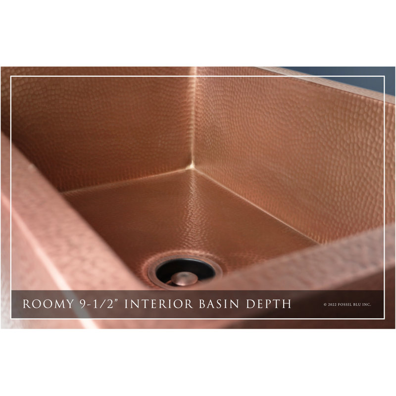 Luxury Heavy 12-Gauge Copper Farmhouse Sink, Includes Accessories, Flat Front