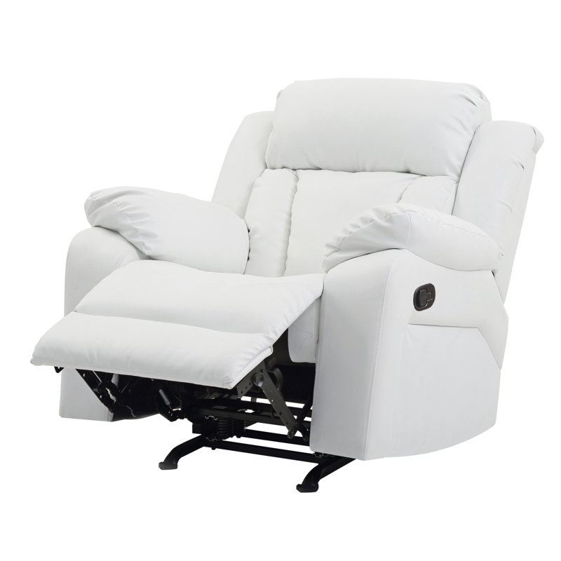 Fauteuil inclinable manuel standard berçant en similicuir de 38 po de largeur Mowery, Blanc