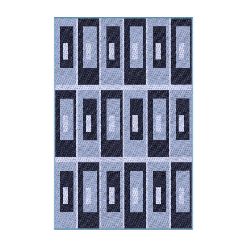 Tapis 100% à motifs lavables à la machine 2989 WSH-PAT975-BLU, Rectangle 3 pi x 5 pi