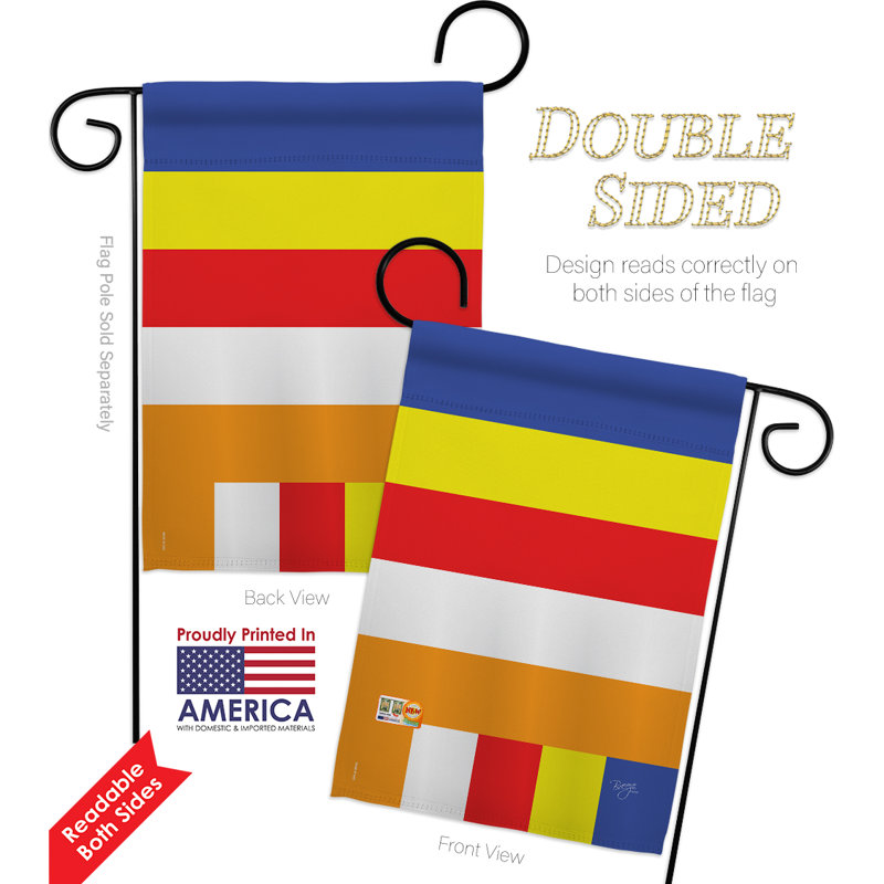 Ensemble de drapeaux décoratifs en polyester 2 faces 19 x 13 po 2 pièces bouddhistes impressions