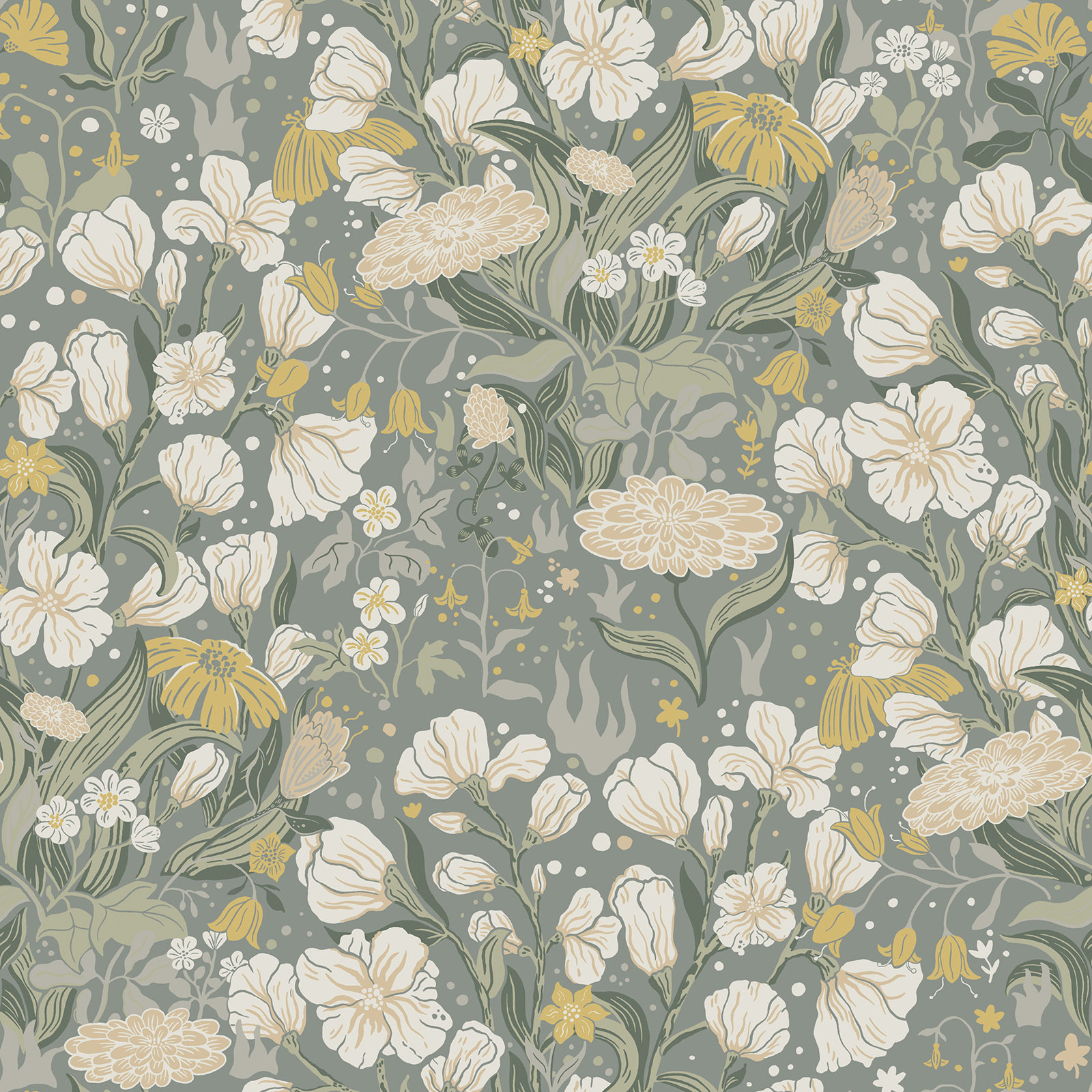 Bixby Faux Grasscloth Wallpaper, Yellow/Ivory/Green