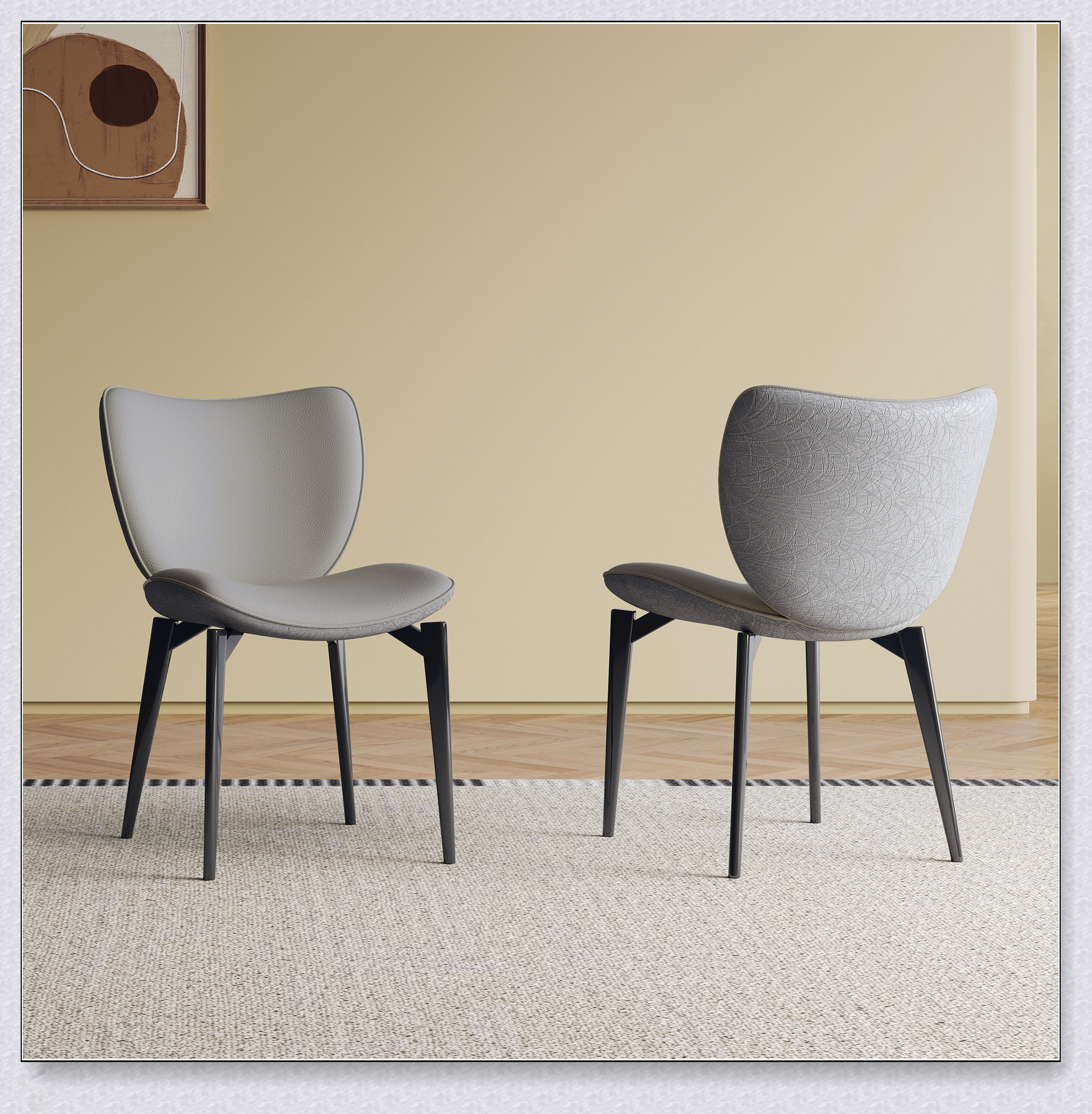 Latitude Run® Modern PU Leather Metal Dining Chairs Set of 2, Combining ...