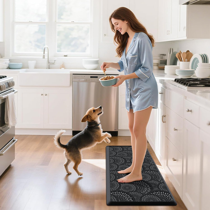 Tapis de cuisine en mousse Comfort, 39" x 17.3", Noir