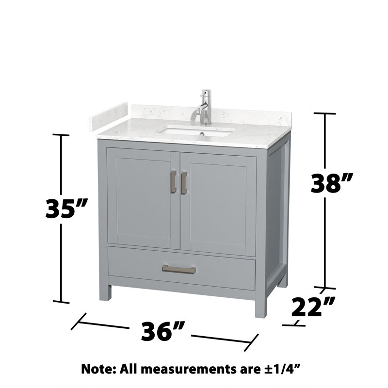 Sheffield 30" No Mirror Bathroom Vanity Set, White Cultured Marble, Dark Gray, 36"