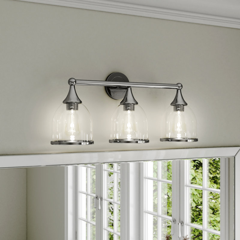 Grande applique pour meuble-lavabo en chrome poli 4 lumières avec verre soufflé à la bouche, 3, Chrome poli