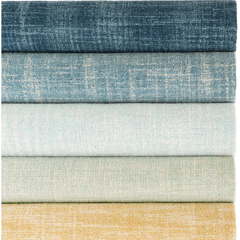 Crosshatch Denim Hand Micro Hooked Wool Rug, Rectangle 7'6" x 9'6"