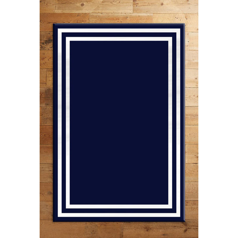 Tapis bleu foncé en polyester tissé à la machine Forbes, Rectangle 4 pi 11 po x 7 pi 7 po