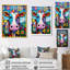 «Pink Green Abstract Cow Landscape III», reproduction d'art mural animal de vache-122047863-152559616