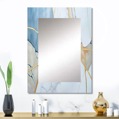 Abstract Geode White I - Marble Wall Mirror, White Decorative Mirror, Printed Metal Art