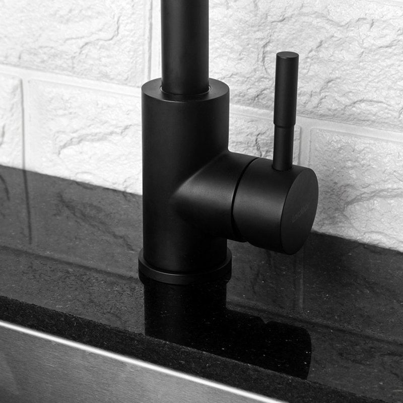 Matte Black Kitchen Sink Faucet With Single Handle - 304 Stainless Steel Construction, 360 Rotatable Spout, Rust And Corrosion , Easy Daily Cleaning, Simple Installation, 1.75 Gpm Max Flow, Includes