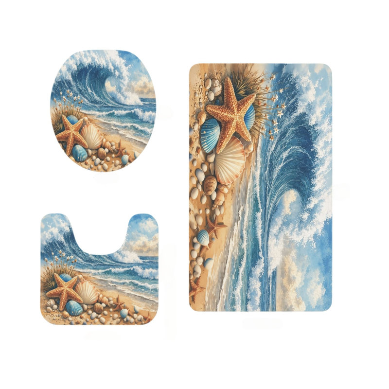 Ensemble de tapis de salle de bain 3 pièces Blue Sea