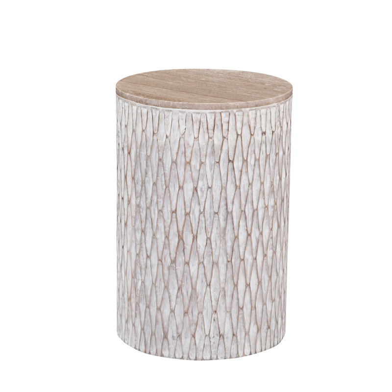 Table d'appoint 22 "avec plateau en travertin Halston