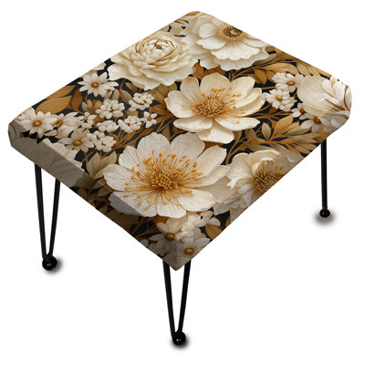 Repose-pieds Beige Boho Chic Poppy Blooms III - Floral