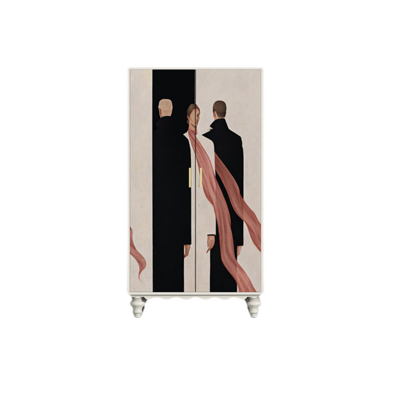 Garde-robe moderne pour chambre double, Ivoire / blanc / noir