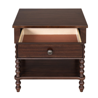Beckett Turned Wood Spindle Nightstand with Drawer & Shelf