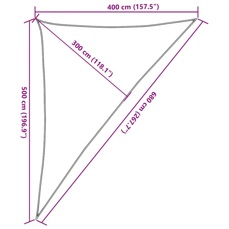  Sunshade Sail 160 G/M² Triangular Sand 4X5x6.8 M HDPE