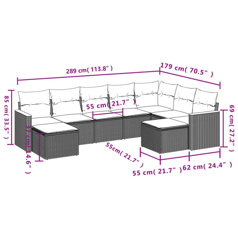 Ensemble de canapé de jardin Vidaxl