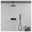 Système de douche noir mat avec pomme de douche au plafond à fixation au plafond de 10 pouces, douchette et corps de valve brut inclus