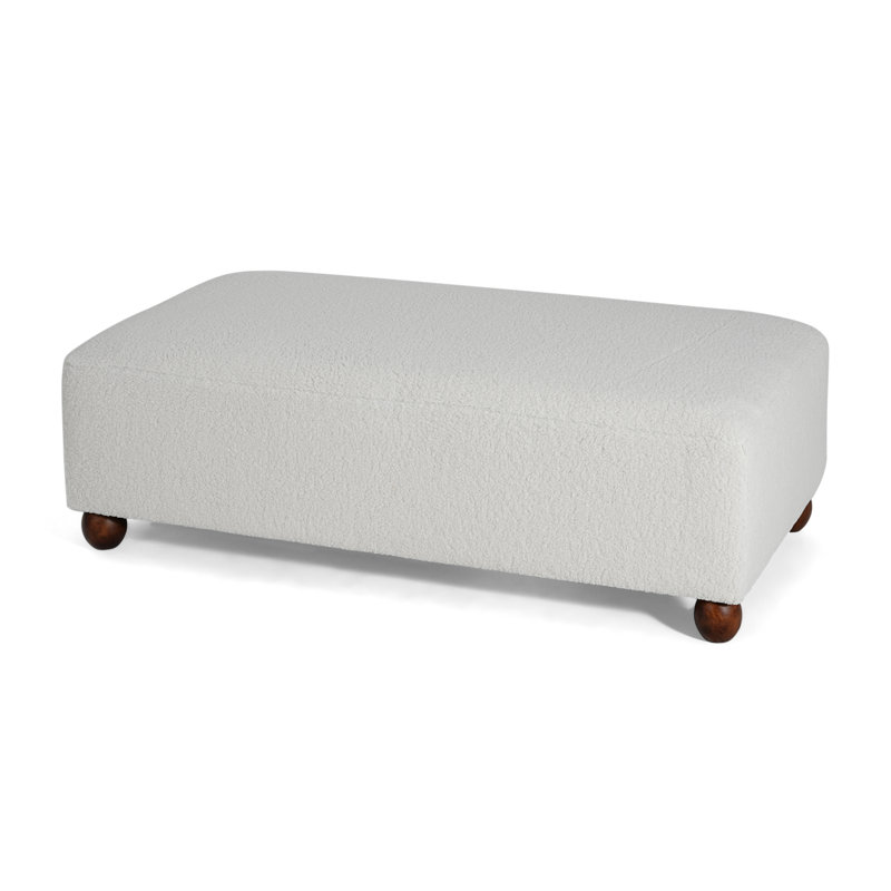 Banc de repose-pieds en tissu massif Callen, Blanc