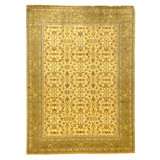 Hand Knotted Wool Oriental Area Rug in Gold And Green