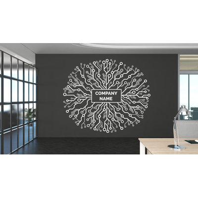 Adhésif décoratif personnalisé avec motif de circuit, art mural de nom de bureau personnalisé, décor amovible pour espace de travail ou espace de réception 689DLU