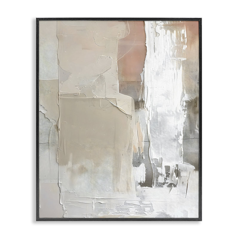 Subtle Blush Abstract Framed Giclee, design by Riley B, 14" H x 11" W, Midnight Black Framed Giclee