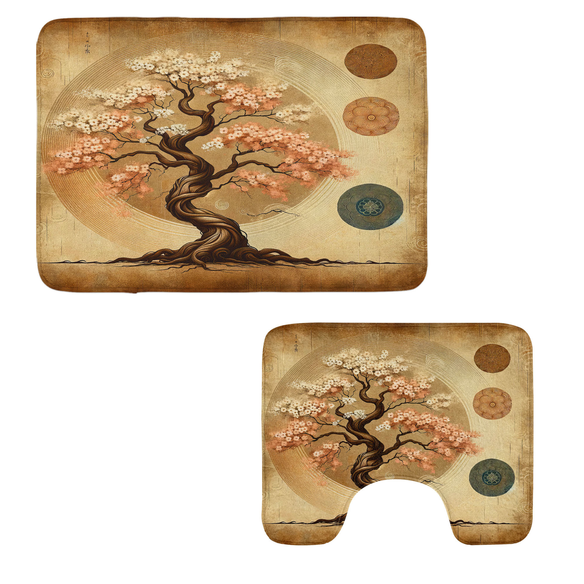 East Urban Home Brown Bathroom Rug Set 2 Pieces Rectangle & Contour ...
