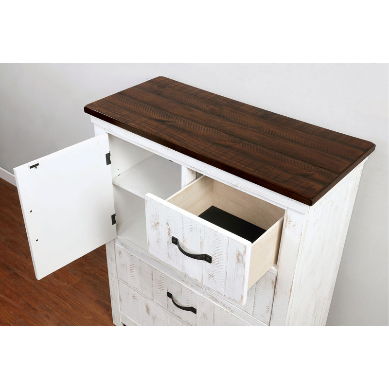 Commode en métal de style transitionnel moderne 1Pc avec quatre tiroirs et une planche de style armoire