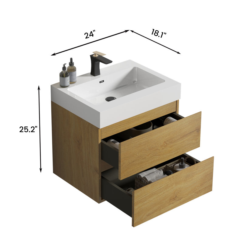 Cordarius 24'' Single Bathroom Vanity with Solid Surface Top