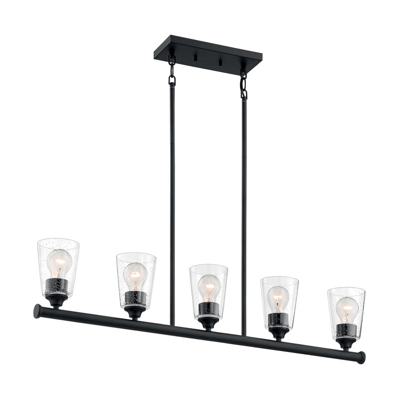 Luminaire suspendu pour îlot de cuisine 5 lumières Weccacoe, Noir mat