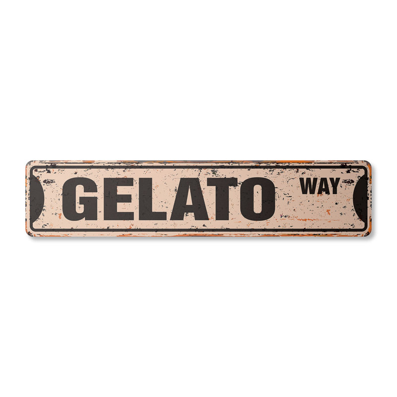 Plaque de rue Gelato en plastique robuste 8 po x 36 po, H 8 po x l 36 po x P 0,1 po