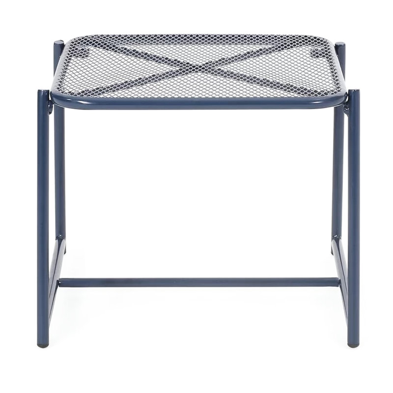 16.52" H Navy Iron Side Table, Modern With Weather- Feature And Durability, 19.63" W X 18.24" D, Assembly Needed 19.63"W 18.24"D H, Iron, Weather-,