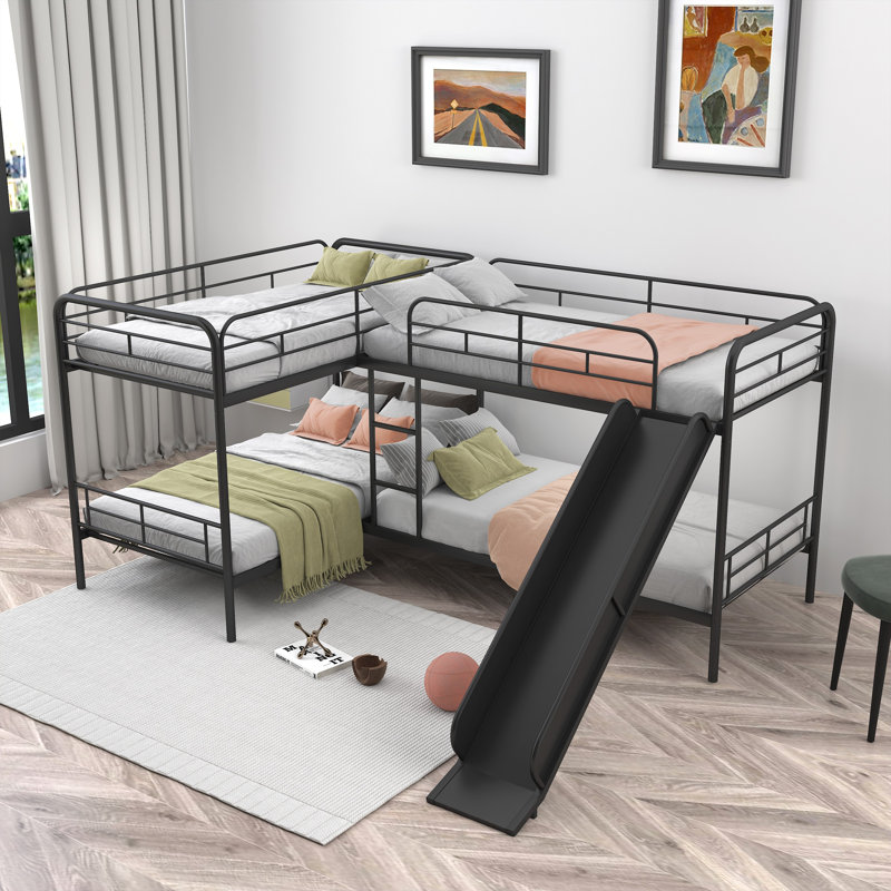 Aleshia Kids Twin Bunk Bed, Black