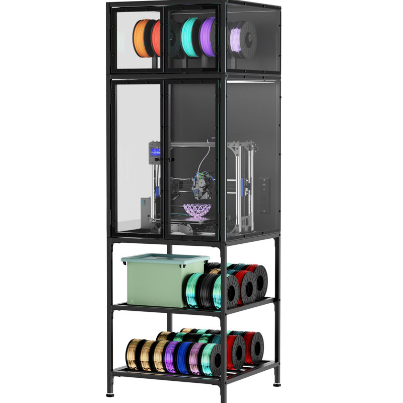 Armoire pour imprimante 3D avec fonction et réduction du bruit, support de rangement à double couche, barre à filament en forme de T pour l'organisation du bureau, conception, utilisation des filaments